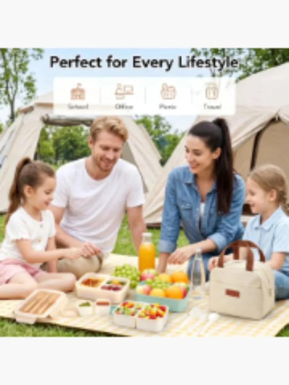 Bento Lunch Box Set with Insulated Bag, Utensils, BPA-Free, Microwave &